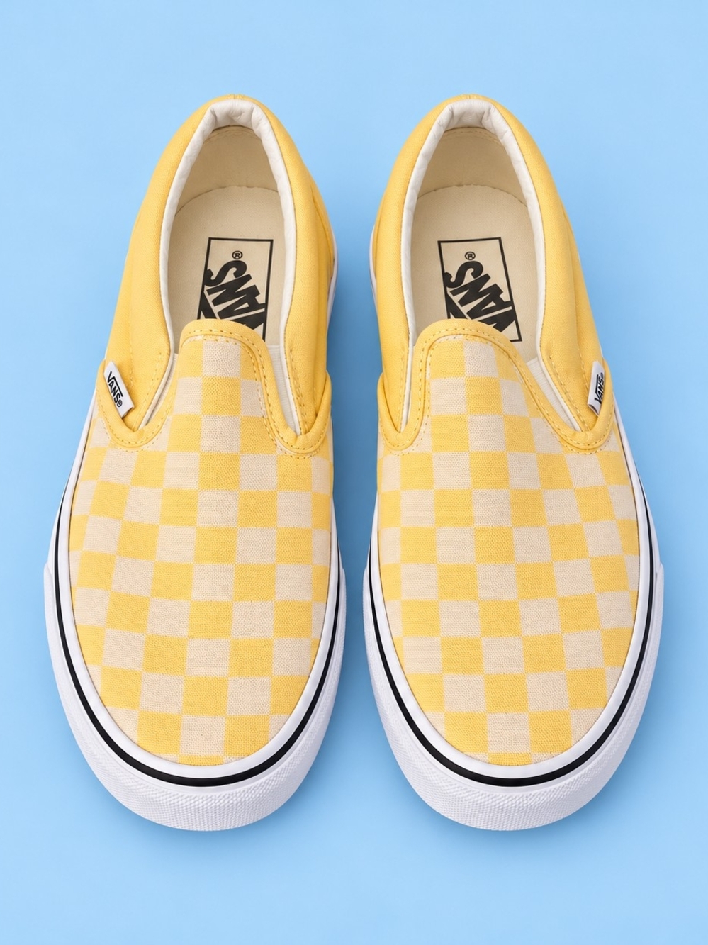 Vans Classic Slip-On Yellow White Checkerboard Shoes Women 7.5 Men 6